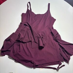 Halara Harness buckle strap athleisure skirt dress Chic Wine Red Tank Dress M